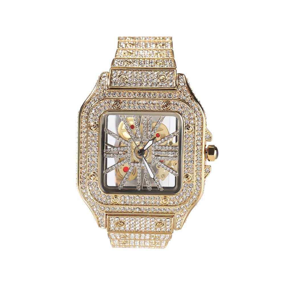 Full Diamond Square Hollow Quartz Watch