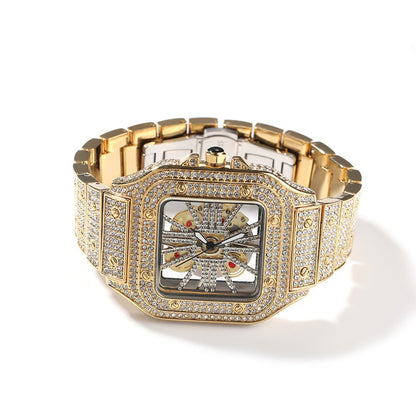 Full Diamond Square Hollow Quartz Watch