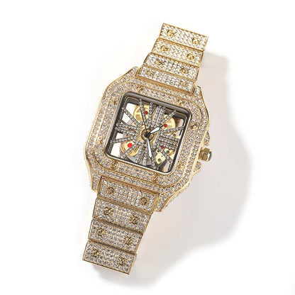 Full Diamond Square Hollow Quartz Watch