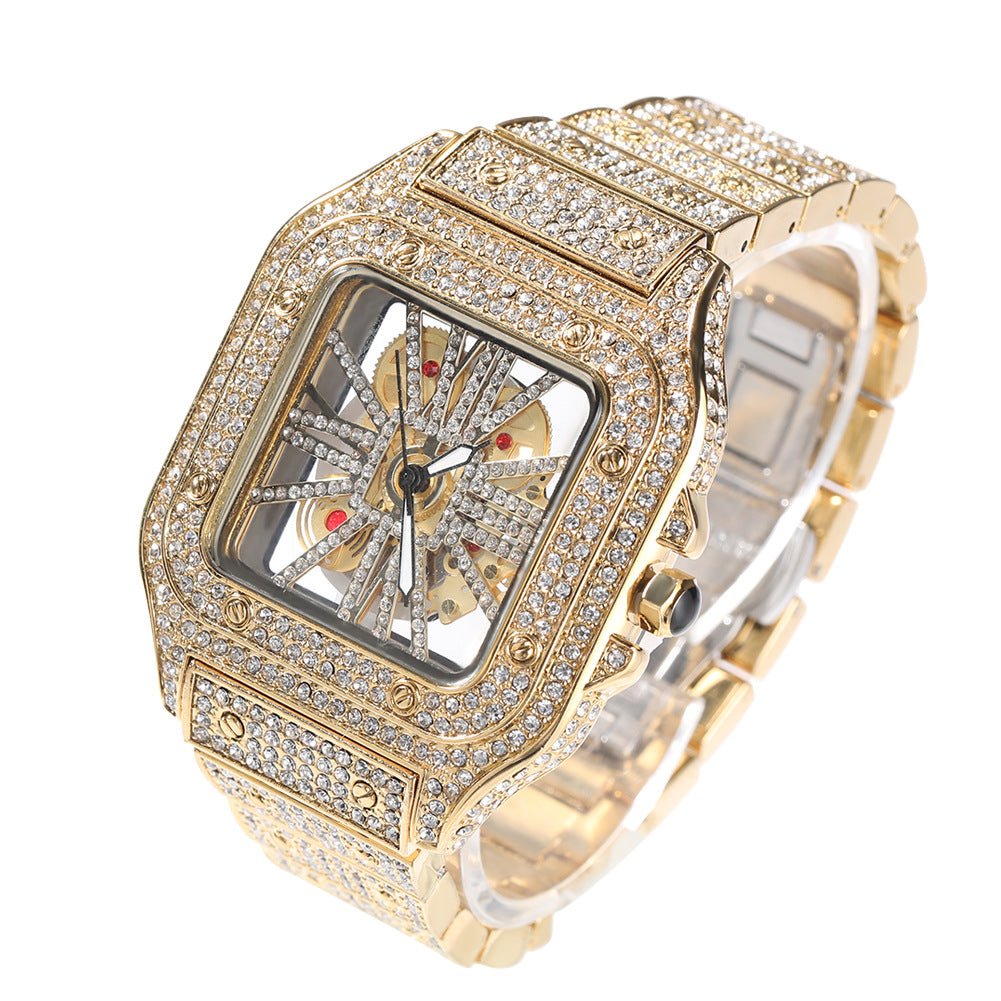 Full Diamond Square Hollow Quartz Watch