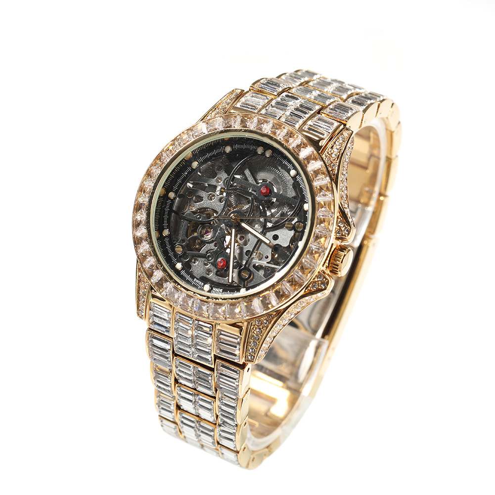 Full Diamond T Square Mechanical Ice Bling Watch