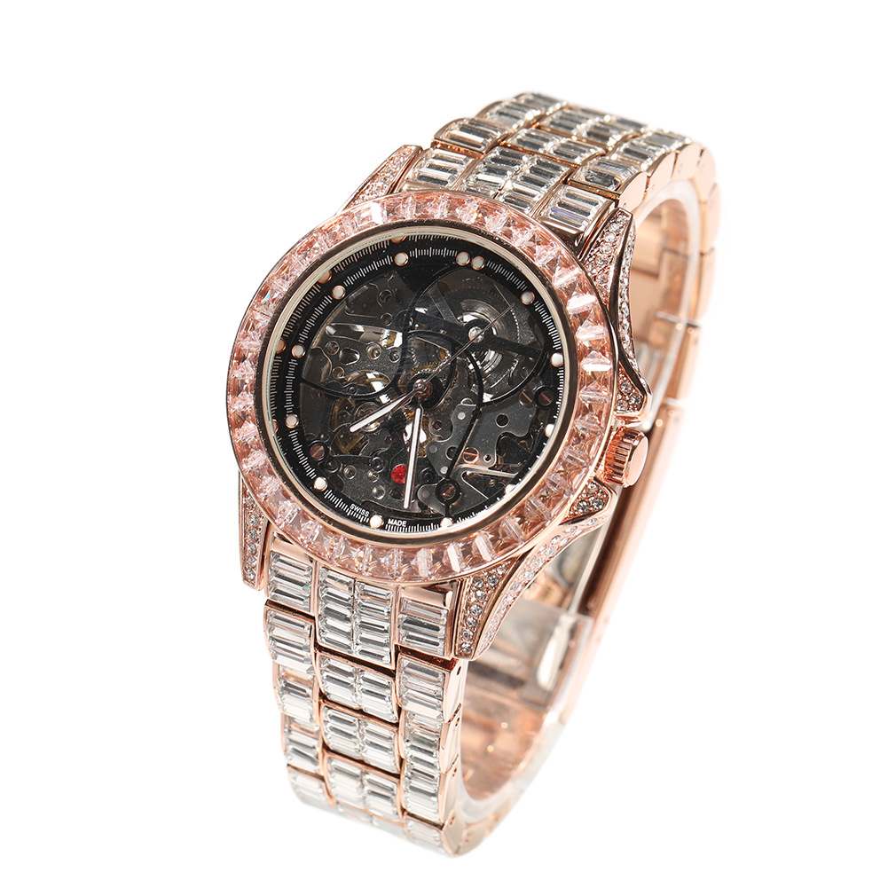 Full Diamond T Square Mechanical Ice Bling Watch