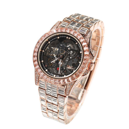 Full Diamond T Square Mechanical Ice Bling Watch