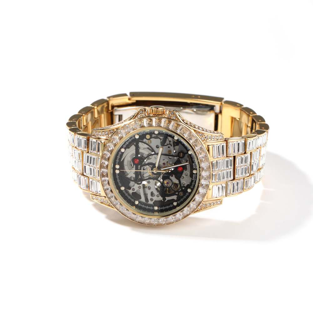 Full Diamond T Square Mechanical Ice Bling Watch
