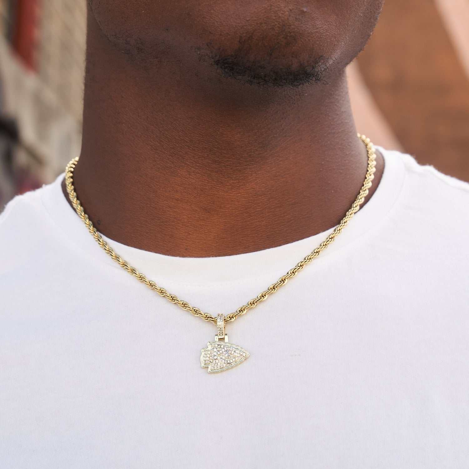 Kansas City Chiefs Official NFL Micro Logo Pendant - Yellow Gold