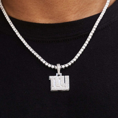 New York Giants Official NFL Micro Logo Pendant - White Gold