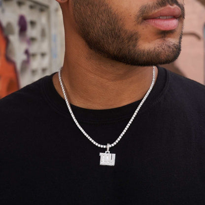 New York Giants Official NFL Micro Logo Pendant - White Gold