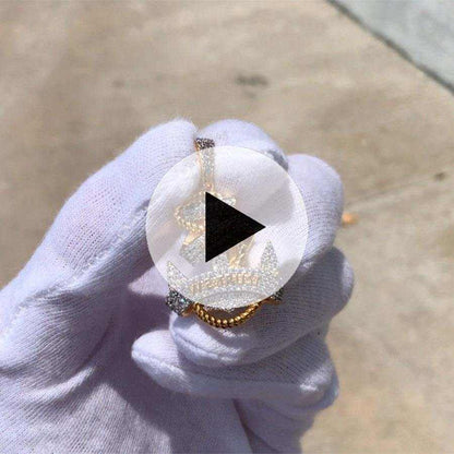 Iced Anchor Pendant in Yellow Gold