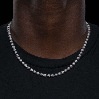 Iced Ball Chain in White Gold - 4mm