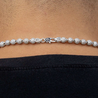 Iced Ball Chain in White Gold - 4mm