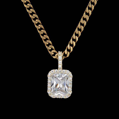Micro Diamond Stone Pendant in Yellow Gold