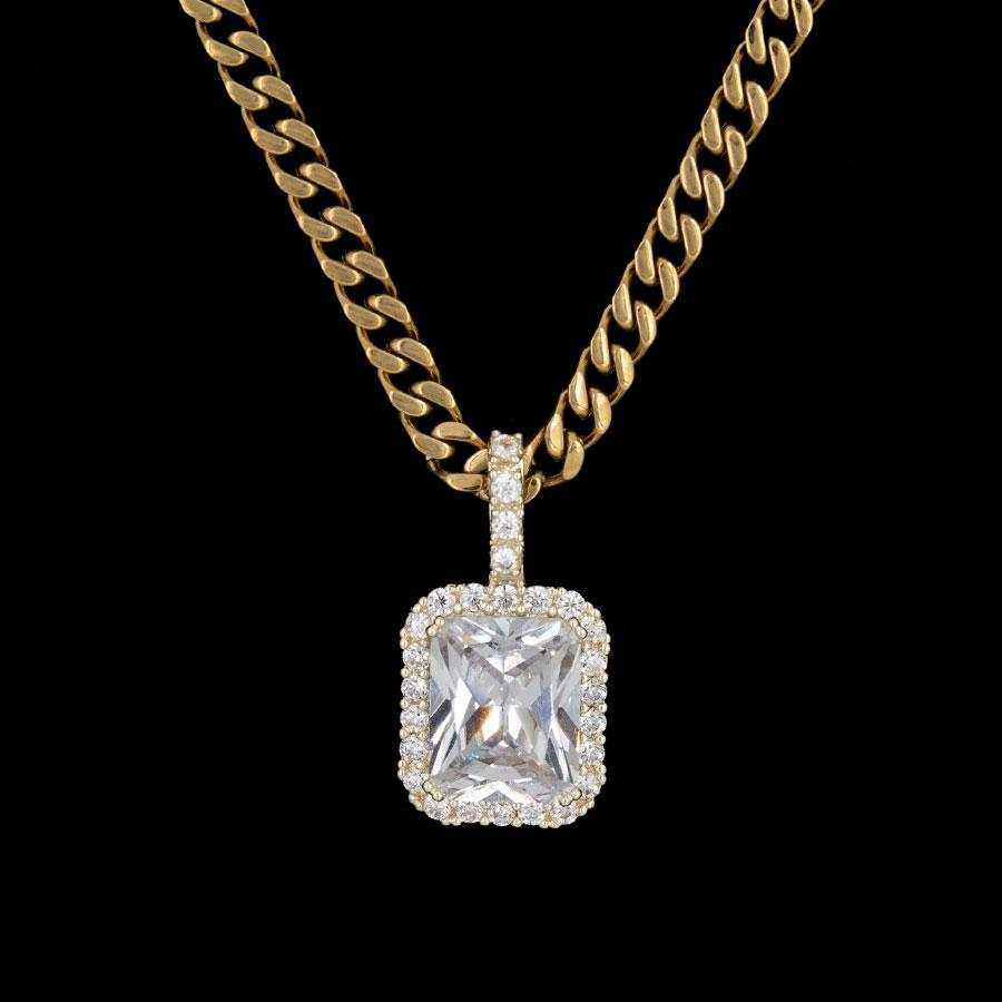 Micro Diamond Stone Pendant in Yellow Gold