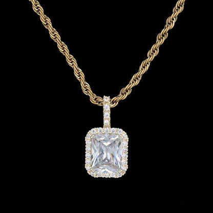 Micro Diamond Stone Pendant in Yellow Gold