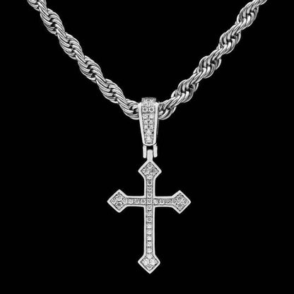 Iced Celtic Cross in White Gold