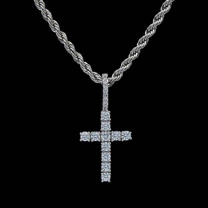 Micro Diamond Cross Pendant in White Gold