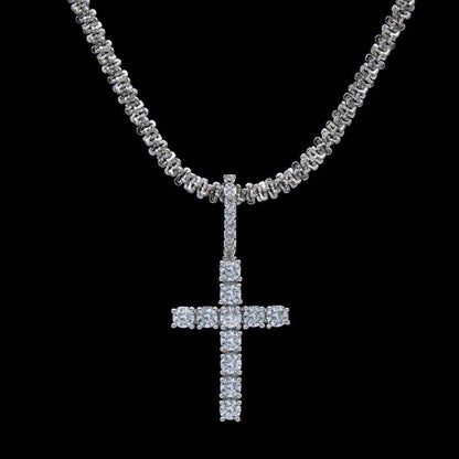 Micro Diamond Cross Pendant in White Gold