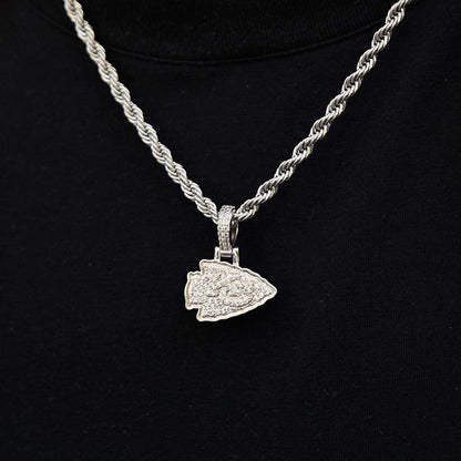 Kansas City Chiefs Official NFL Micro Logo Pendant - White Gold