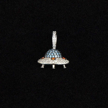 Micro Iced UFO Pendant in White Gold