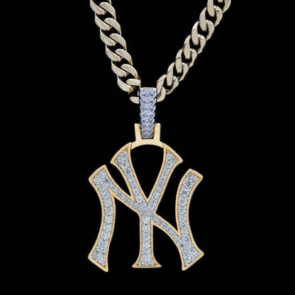 New York Yankees Official MLB Logo Pendant in Yellow Gold