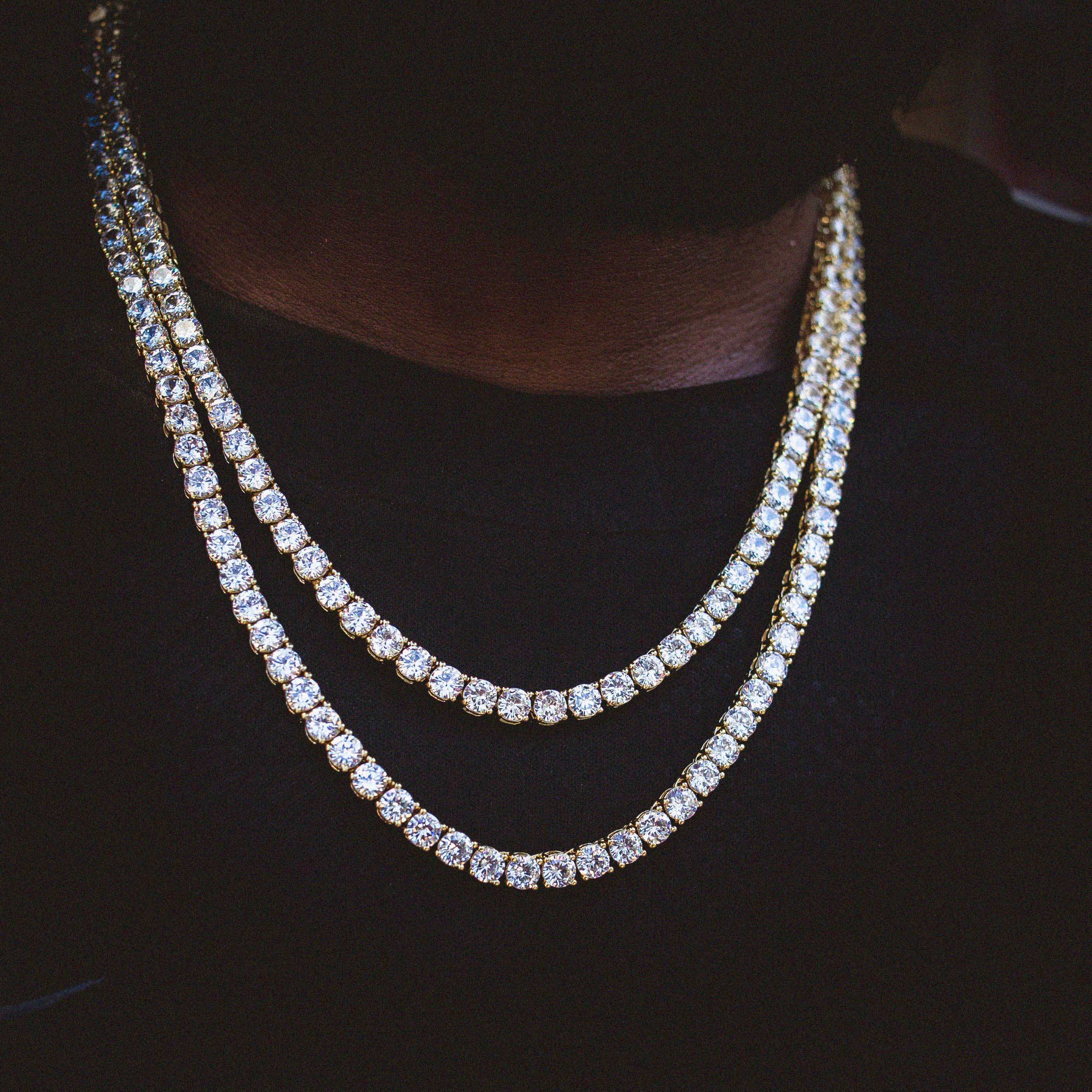 Men's Moissanite Diamond Tennis Chain in Yellow Gold Vermeil - 5mm