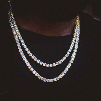 Diamond Tennis Necklace in Yellow Gold- 5mm