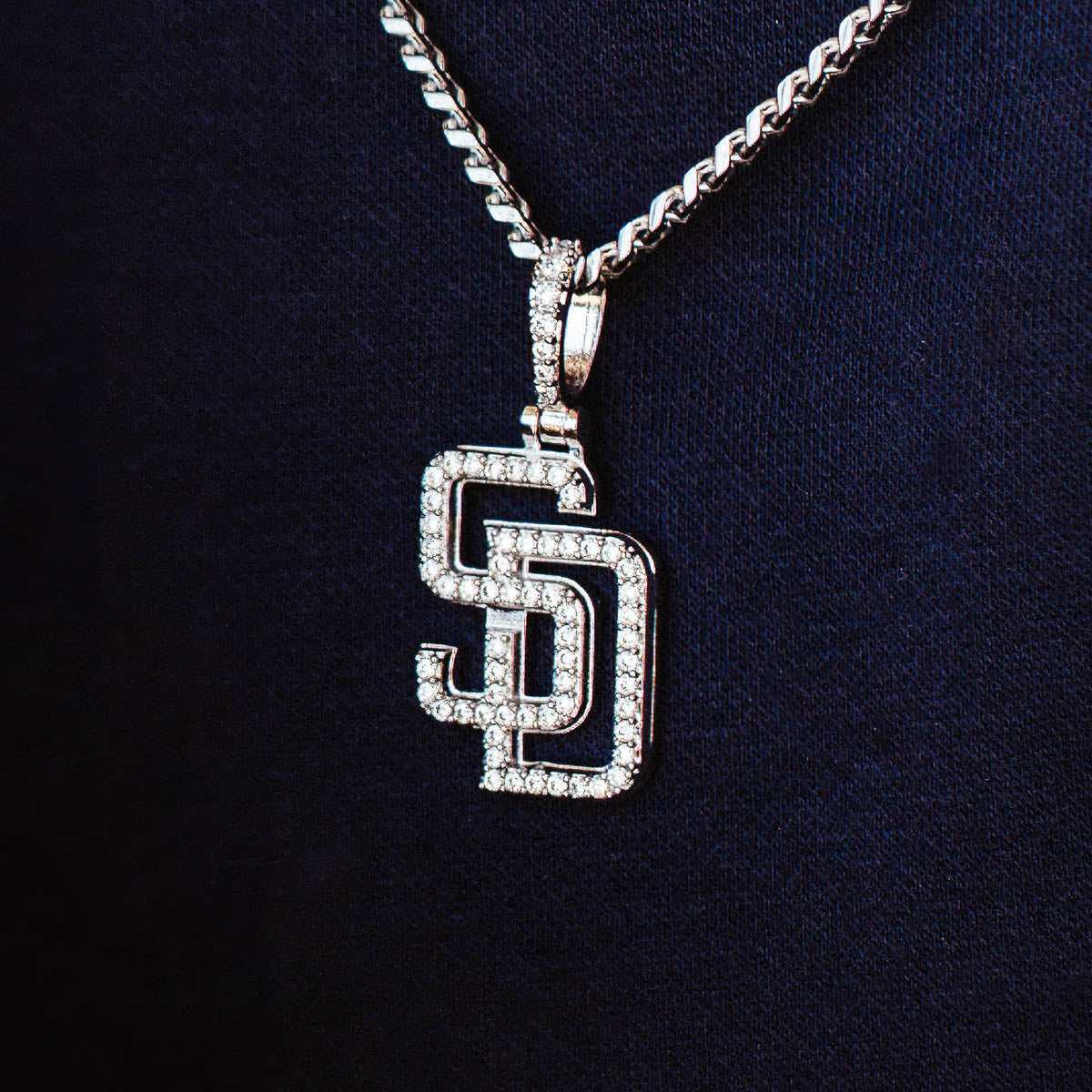 San Diego Padres Official MLB Micro Logo Pendant in White Gold