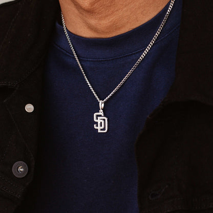 San Diego Padres Official MLB Micro Logo Pendant in White Gold